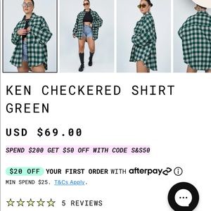 Princess Polly Shirt Green/ FREE SHIPPING